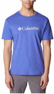 Columbia Basis Logo Korte Mouw T-shirt Columbia , Blue , Heren - Xl,L,M,S