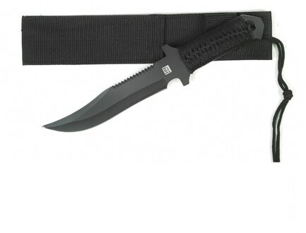 Combat mes zwart voor survival - 27 cm - inclusief nylon beschermhoes