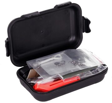 Combat survival kit waterproof - zwart - 15-delig - survivalbenodigdheden - noodpakket oorlog