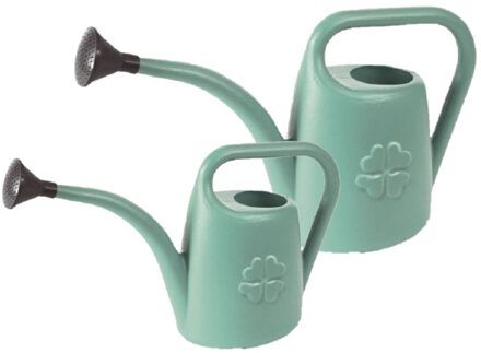 Combi-set kunststof bloemen/planten gieters met broeskop/sproeikop mintgroen 1.8 en 4,5 liter - Gieters