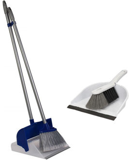 Combieset van 2x stoffer/blik artikelen lange/korte steel