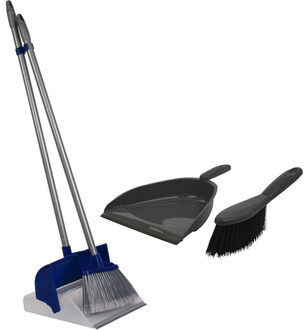 Combieset van 2x stoffer/blik artikelen lange/korte steel