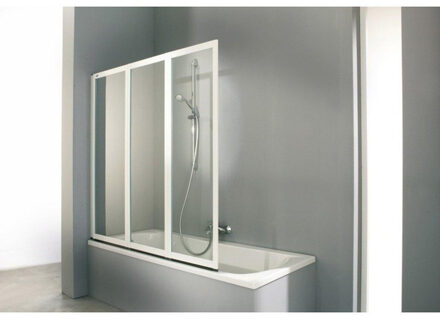 Combinett badwand - 140x140cm - 3 delige matzilver profiel - helder glas