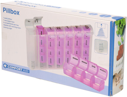 Comfort Aid Medicijnen doos/pillendoos 7 daags Engels roze 20 cm