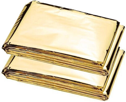 Comfort Aid Nooddeken/reddingsdeken/isolatiedeken - 2x - 160 x 210 cm - goud - warmtedeken