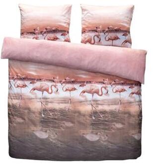 Comfort dekbedovertrek Flamingo - roze - 200x200 cm - Leen Bakker - 200 x 200