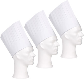 Comfort Koksmuts - 5x - wit - papier - 19 cm - volwassenen - chef mutsen