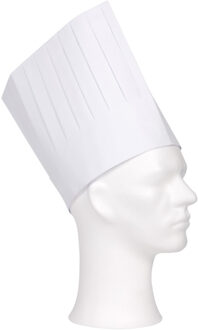 Comfort koksmuts - wit - papier - 19 cm -ÃÂ volwassenen - chef muts