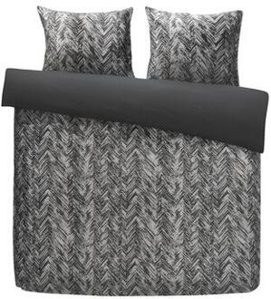 Comfort Royal dekbedovertrek Vesper fleece grafisch - antraciet - 240x200/220 cm - Leen Bakker Grijs - 220 x 240