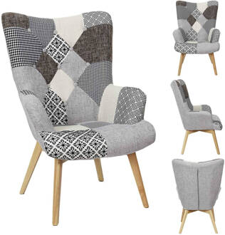 Comfortabel Patchwork Fauteuil met Armleuning Helsinki grijs Multikleur