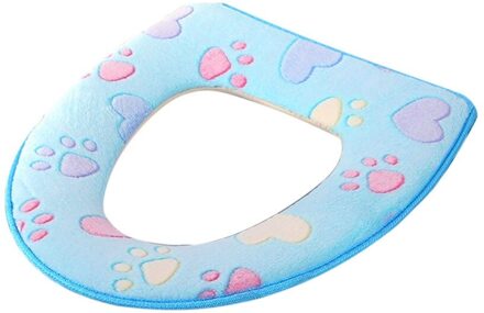 Comfortabel Toilet Seat Zachte Doek Wasbare Deksel Top Cover Pad Badkamer Warmer Winter Toilet Seat Cover Closestool Cover Pad Blauw