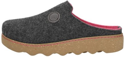 Comfortabele grijze pantoffel met roze details Rohde , Black , Dames - 36 EU