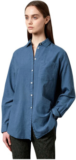 Comfortabele overhemd met geborduurd embleem Massimo Alba , Blue , Dames - Xl,L