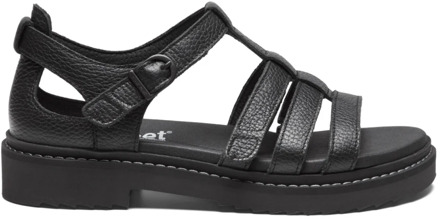 Comfortabele Velcro Sandalen New Feet , Black , Dames - 41 EU
