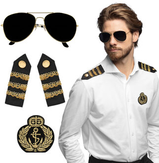 Commandant Schip Accessoires Set 3-delig Blauw, Goud - Brons