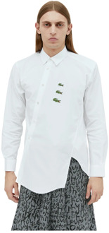 Comme Des Garçons Logo Gedraaid Overhemd van Katoen Poplin Comme des Garçons , White , Heren - Xl,L,M