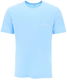 Comme Des Garçons Logo Print Crew Neck T-Shirt Comme des Garçons , Blue , Heren - Xl,L,M,S