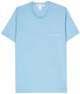 Comme Des Garçons Logo-print katoenen T-shirt in hemelsblauw Comme des Garçons , Blue , Heren - Xl,L,M,S