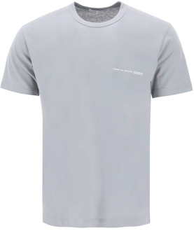 Comme Des Garçons Logo Print T-Shirt Casual Stijl Comme des Garçons , Gray , Heren - L,S