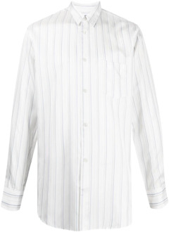 Comme Des Garçons Multicolor Gestreept Katoenen Overhemd met Afneembare Stropdas Comme des Garçons , White , Heren - Xl,M