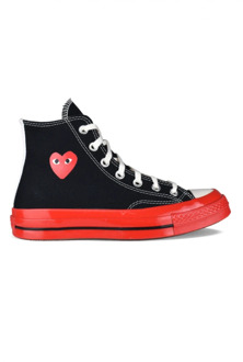 Comme Des Garçons Rode Hart High-Top Canvas Sneakers Comme des Garçons , Black , Dames - 37 1/2 Eu,36 1/2 Eu,38 Eu,35 EU