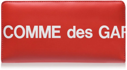 Comme Des Garçons Rode Leren Logo Portemonnee Comme des Garçons , Red , Heren - ONE Size