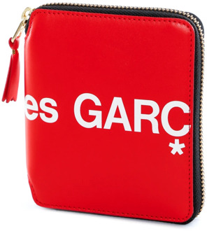 Comme Des Garçons Rode Leren Portemonnee met Logo Comme des Garçons , Red , Heren - ONE Size