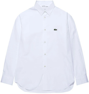 Comme Des Garçons Witte Lacoste Logo-Patch Katoenen Overhemd Comme des Garçons , White , Heren - M,S