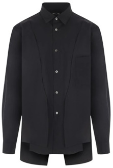 Comme Des Garçons Zwarte Katoenen Popeline Overhemd met Gelaagd Effect Comme des Garçons , Black , Heren - L,M,S