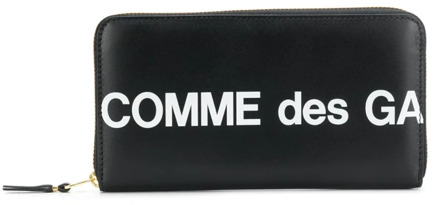 Comme Des Garçons Zwarte Leren Portemonnee met Logo Print Comme des Garçons , Black , Heren - ONE Size