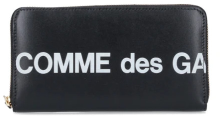 Comme Des Garçons Zwarte leren portemonnee met ritssluiting en logo print Comme des Garçons , Black , Dames - ONE Size