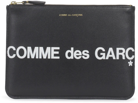 Comme Des Garçons Zwarte Portemonnee met Groot Logo Comme des Garçons , Black , Dames - ONE Size
