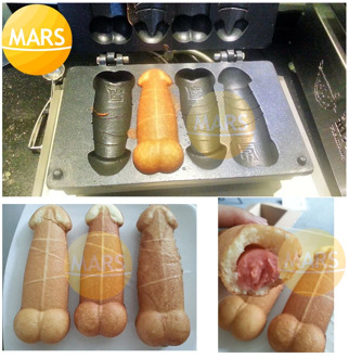 Commercial Electric 110V 220V Non-stick Waffle Maker Penis Baker Machine Hot dog Sausage Penis Shape Waffle Baking Equipment