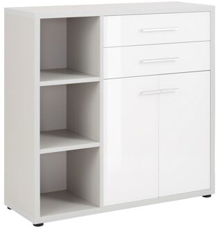 Commode Banco 110 cm hoog - Platina grijs met wit Grijs,Wit,Platina grijs