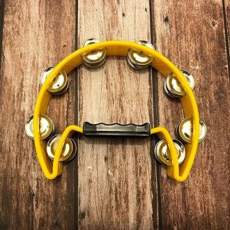 Compact Dubbele Half Moon Muziek Tamboerijn Percussie Tamborine Drum Duurzame Metalen Jingles Percussie Instrumenten 5 Kleuren geel