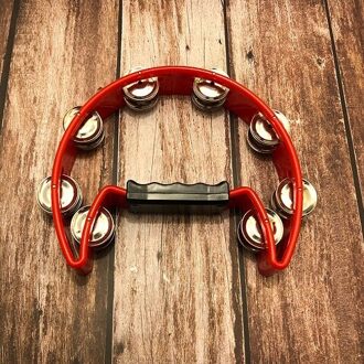 Compact Dubbele Half Moon Muziek Tamboerijn Percussie Tamborine Drum Duurzame Metalen Jingles Percussie Instrumenten 5 Kleuren rood