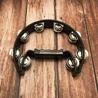 Compact Dubbele Half Moon Muziek Tamboerijn Percussie Tamborine Drum Duurzame Metalen Jingles Percussie Instrumenten 5 Kleuren zwart