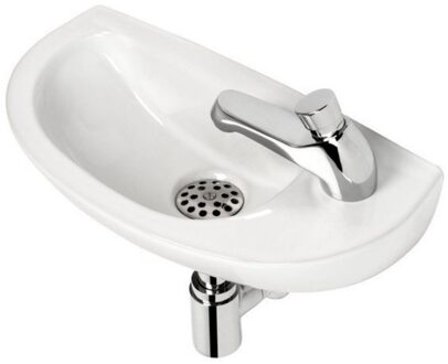 Compact Fontein Toilet - Set - Fontein 42 x 22 cm inclusief fonteinkraan en sifon - Keramiek - Wit