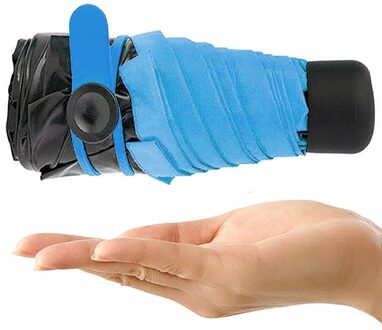Compact Mini Reizen Paraplu Licht Gewicht Tiny Waterdicht Pocket Uv Regen Paraplu Blauw