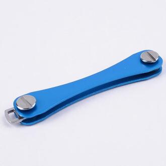 Compact Sleutelhouder Draagbare Sleutelhanger Organisator Ring Smart Houder Aluminium Toetsen Clip Vouwen Organiseren Thuis Opslag blauw