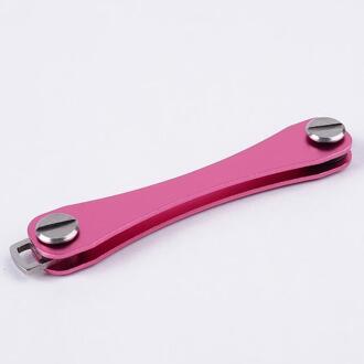 Compact Sleutelhouder Draagbare Sleutelhanger Organisator Ring Smart Houder Aluminium Toetsen Clip Vouwen Organiseren Thuis Opslag roze