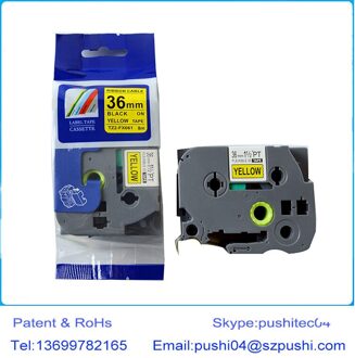 Compatibel Cassette Tze Tape Tze661 tze-661 voor P-touch Lint Label Maker, 36mm * 8 m Zwart op Geel