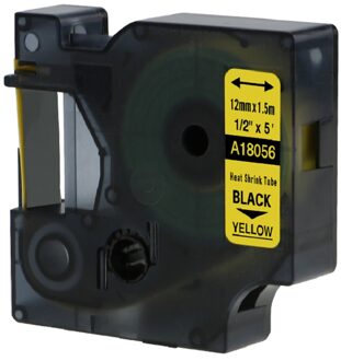 Compatibel voor DYMO Industriële Krimpkous Buizen 18055 18056 voor LabelWriter en Industriële Label Makers Zwart op Wit 1/2" A18056