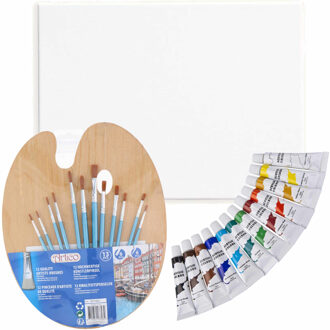 Complete hobby schilderij maken verf set met canvas schildersdoek
