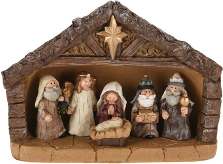 Complete kerststal - met beeldjes - L22,5 x B8,5 x H18,5 cm - kerststal voor kinderen