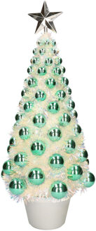 Complete mini kunst kerstboom / kunstboom groen met lichtjes 50 cm