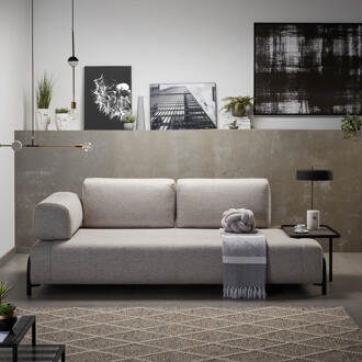 Compo bank 3 zetels beige met groot blad 252 cm