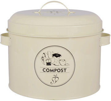 Compostbak - creme wit - met deksel - 632 ml - composter - Compostbakken
