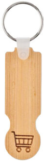Compras bamboe winkelwagen sleutelhanger - maat One size Bruin/groen