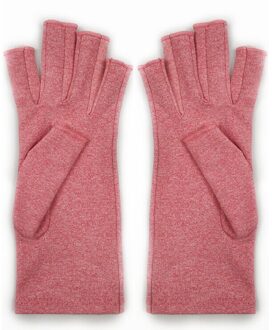 Compressie Handschoenen Half Vinger Lichtgewicht Ademend Thermische (Artritis) Herstel Winter Handwear Roze / l